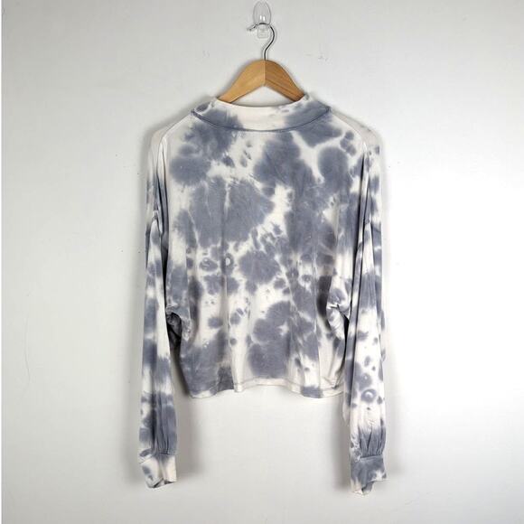 Wild Fable Gray‎ and White Tie Dyed Mock Neck Cropped Sweatshirt Size Large NWT - Picture 7 of 9
